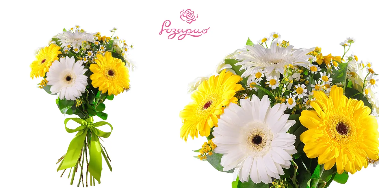 Букет Твоя улыбка, фронтальный вид, на белом фоне